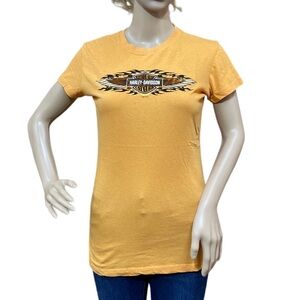 HARLEY-DAVIDSON Orange Short Sleeve Women’s Tee Shirt Size Medium